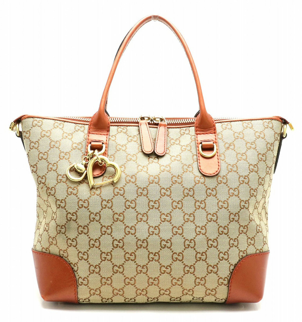 Gucci GG Heartbit Tote Bag Shoulder Bag Glitter Beige Cream Metallic Orange